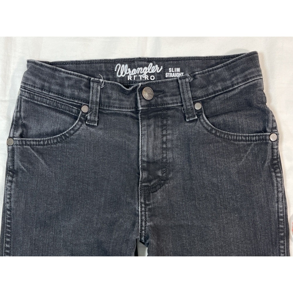 Wrangler Retro Slim Straight Black Cowboy Denim Jeans Boys 12R Adjustable Waist - Picture 6 of 11